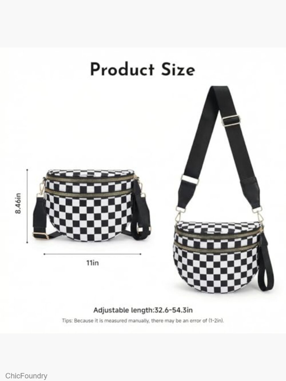Checkered Nylon Crossbody Bag Spacious Sling Bag Plus Size - Picture 5 of 7